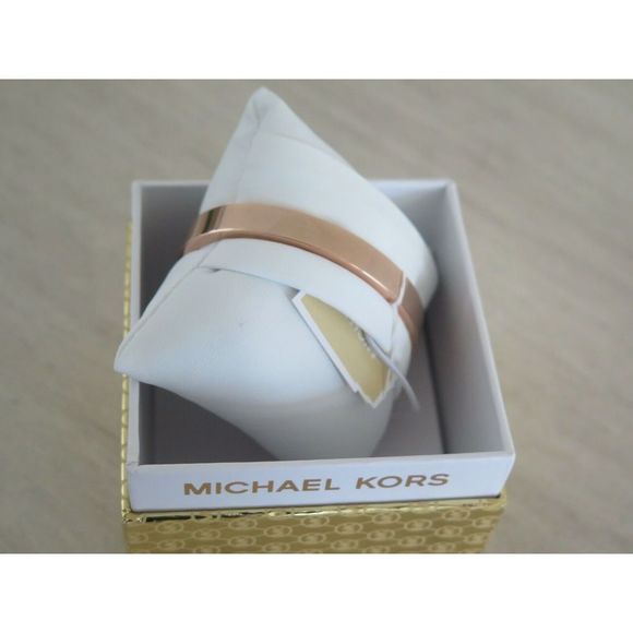 MICHAEL KORS MKJ3841791 Heritage Plaque Rose Gold Toned Bangle BRACELET $100 - Picture 6 of 8